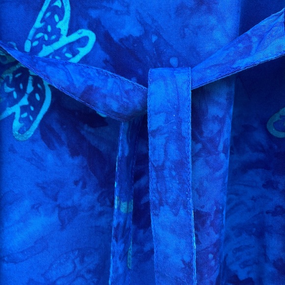 Spicy Bamboo Size Large Vintage Classic Summer Dress Midi Blue Button Down - Picture 6 of 12